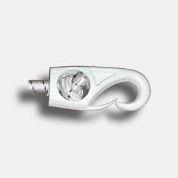 Show details for Hook | plastic | white | for 4 mm diameter shockcord or other lines Picture of Hook | plastic | white | for 4 mm diameter shockcord or other lines