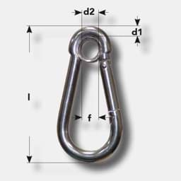 Show details for Carabine hook with thimble | stainless steel | 80 x 8mm Picture of Carabine hook with thimble | stainless steel | 80 x 8mm
