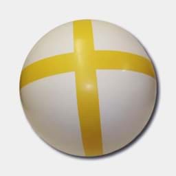 Afficher les détails pour Bouée de balisage pour les zones de baignade | blanc avec croix jaune Image de Bouée de balisage pour les zones de baignade | blanc avec croix jaune