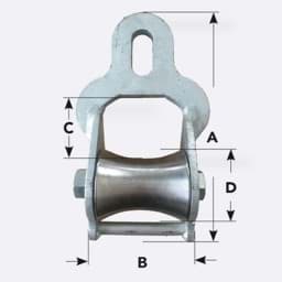 Kabelrolle mit Maßen Bild einer Kabelrolle mit eingezeichneten Maßen A, B, C, D