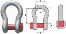 Show details for Trawl shackle | WLL 2,0t | red pin | bow type Picture of Trawl shackle | WLL 2,0t | red pin | bow type