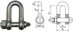 Show details for D-shackle type C, 4,0 t WLL with hexagonal- head-pin, nut and cotter pin, galvanized Picture of D-shackle type C, 4,0 t WLL with hexagonal- head-pin, nut and cotter pin, galvanized