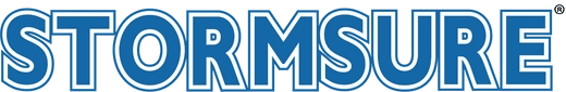 Logo mit dem Wort Stormsure in blauer Schrift